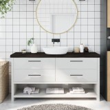 VidaXL Blat de baie, maro &icirc;nchis, 160x40x(2-6) cm, lemn masiv tratat