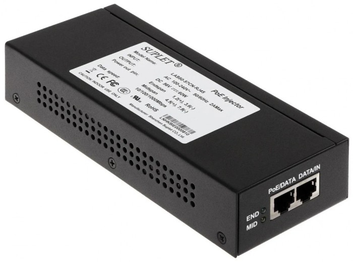 Injector POE Hikvision, LAS60-57CN-RJ45; 60W PoE injector, 2* RJ45 interface,