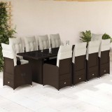 Gossi set bistro de gradina cu perne, 11 piese, maro, poliratan