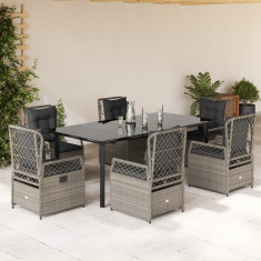 Set mobilier de gradina cu perne, 7 piese gri deschis poliratan GartenMobel Dekor