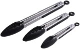 Set de 3 clesti de bucatarie Smithcraft, otel inoxidabil/silicon, argintiu/negru