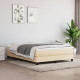 VidaXL Pat box spring cu saltea, crem, 140x200 cm, textil