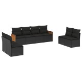 Cumpara ieftin Set mobilier de gradina cu perne, 8 piese, negru, poliratan