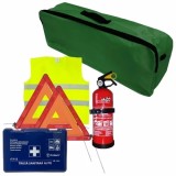 Set auto prim ajutor Cridem 6 piese cu stingator 1 kg si geanta verde