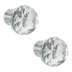 Set M&acirc;nere Mobilă, Aluminiu, Cristal, Culoare Argintie, 28mm, 2 Bucăți