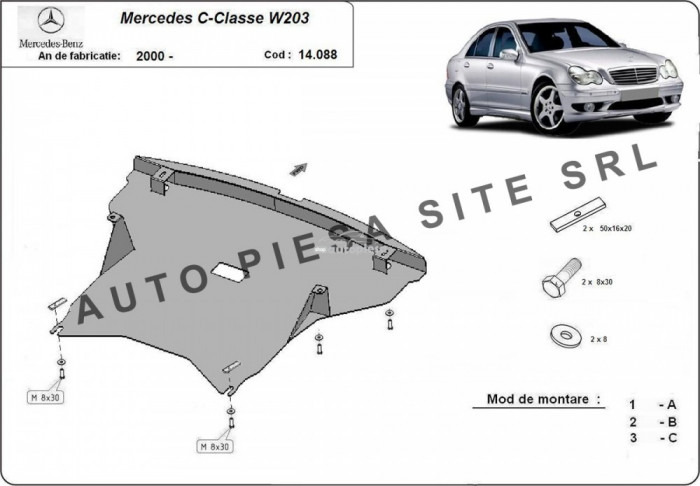 Scut metalic motor Mercedes C-Class W203 fabricat incepand cu 2000 APS-14,088