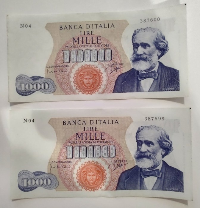 Italia - 1000 Lire 1962 N - Serii consecutive