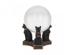 Suport glob de cristal zeita pisica egipteana Bastet 13 cm foto