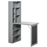 HOMCOM Birou Pliabil cu Bibliotecă, Tablă și Masă de Dining Rabatabilă, 98x51x153 cm, Gri &icirc;nchis | Aosom Romania