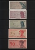 Set Bancnote Indonezia 1964, 1+5+10+25+50 Sen UNC - Colectie Numismatica Indonesia