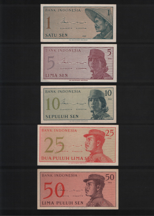 Indonezia Indonesia Set 1+5+10+25+50 sen 1964 unc