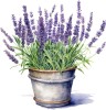 Sticker Decorativ Ghiveci Lavanda Mov 62cm Autocolant PVC Detasabil Perete Usa