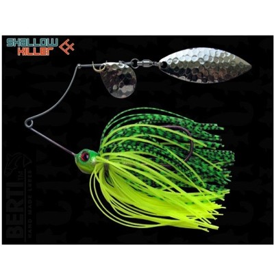 Spinnerbait Bertilure Cu Doua Palete SHALLOW KILLER COLORADO Model SALCIE Culoare CHARTREUSE-LIME TIGER 11 foto
