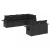 Set canapele de gradina cu perne, 7 piese, negru, poliratan