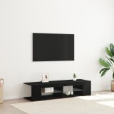 Dulap TV vidaXL cu lumini LED, stejar negru, 135x39x30cm, lemn prelucrat