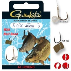 Carlige Legate cu Inel Gamakatsu Bait Band Rig Allround G1, Nr.8, 0.20mm, 6buc/pac foto