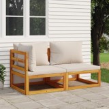 Gossi set canapea de gradina, 2 piese, cu perne, lemn masiv de acacia
