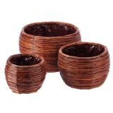 Cumpara ieftin Set 3 ghivece flori fibre naturale maro IIII 19 x 15 cm, 26 x 18 cm, 32,5 x 21 cm