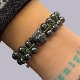 Bratara barbati dubla cu hematit si pandativ tigru - protectie energetica