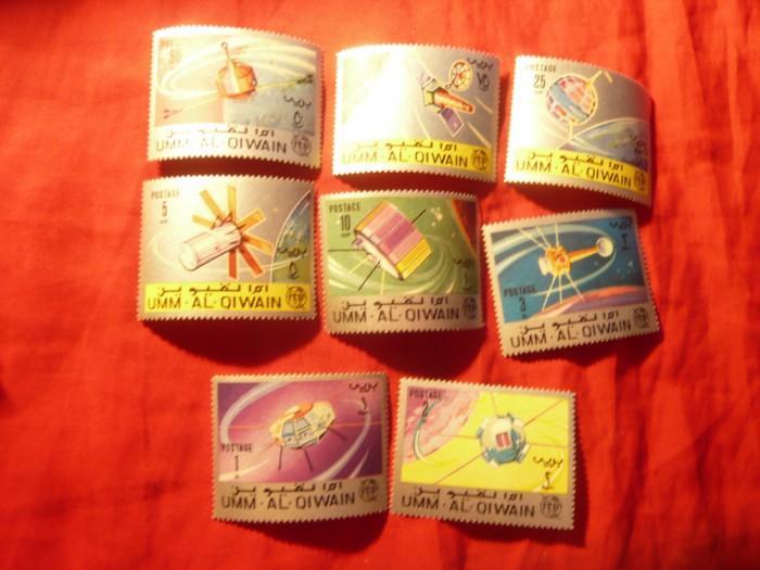 Serie mica Umm Al Quiwain 1966 - Cosmos - Sateliti , 8 valori (din 9v)