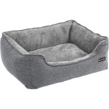 FEANDREA Pat pentru caini, cu margini groase ridicate, antiderapant, husa detasabila, XL, pentru caini mari, 110x75x27cm, gri deschis Household NewTre
