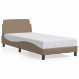 VidaXL Cadru de pat cu tăblie, cappuccino, 90x190 cm, piele ecologică