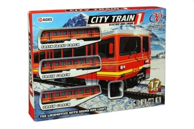 Tren electric pe sina modulara, 17 piese, sunete si lumini, ABS foto