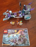 LEGO Nexo Knights 70349: Mașina Lock &amp; Roller a Ruinei lansat in 2017 contine 208 piese si 3 figurine, set mai rar in stare foarte buna