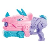Pistol cu apa pentru copii, rezervor, pentru piscina/plaja, flippy, 6ani+, triceratops, 3 duze, roz, 640ml