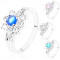 Inel de culoare argintie, zirconii rotunde &icirc;n formă de bob - Marime inel: 49, Culoare: Roz