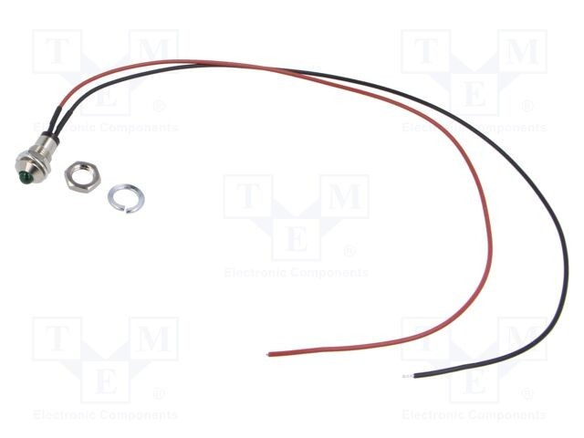 Lampă LED convexă verde 2,1VDC &Oslash;8mm BIVAR