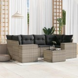 vidaXL Set canapele de grădină cu perne, 7piese gri deschis poliratan