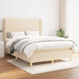Cumpara ieftin Pat box spring cu saltea, crem, 140x200 cm, textil