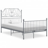 VidaXL Cadru de pat, gri, 120x200 cm, metal și placaj