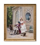 Cumpara ieftin Tablou inramat clasic pictat manual, Scrisoarea de dragoste, 70x60cm ulei pe panza, reproducere Jules Girardet
