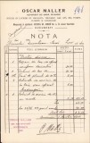 A1453 Notă cu antet Oscar Maller instalator autorizat, București, 1904
