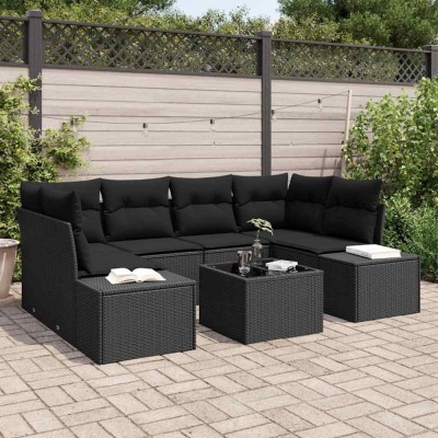 vidaXL Set de canapele pentru grădină 7 pcs Negru 55 x 55 x 37 cm 3355632 foto