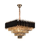 Candelabru cu cristal Versailles Nobile 5xE14, &Oslash;38 cm, auriu-negru, inaltime reglabila