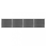 VidaXL Set panouri gard, 699x146 cm, negru, WPC