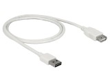 Cablu USB 2.0 A soclu - A mufă, 1m, aurit, alb