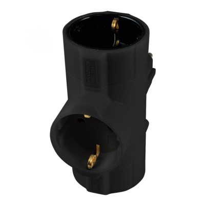 Distribuitor tip T 3x prize schuko cu protectie negru 16A 3680W TPF-26/BK Home foto