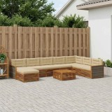vidaXL Set de canapele de exterior cu pernă 9 pcs Natural și Bej 3383741