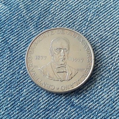 25 Escudos 1977 Portugalia / Alexandre Herculano / Moneda comemorativa foto