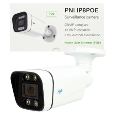 Resigilat : Camera supraveghere video PNI IP8POE 8MP, 4K, D-WDR, 4.0mm, 6 LED-uri, foto