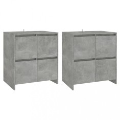 Servante, 2 buc., gri beton, 70x41x75 cm, lemn prelucrat
