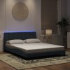 VidaXL Cadru de pat cu LED fără saltea, Hanko, gri &icirc;nchis, 160x200 cm, catifea 3213788