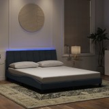 vidaXL Cadru de pat cu lumini LED, gri &icirc;nchis, 160x200 cm, catifea