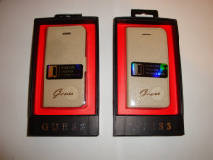 Husa telefon GUESS book type Iphone 5 / 5S culoare bej model deosebit foto