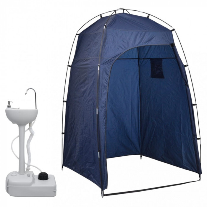 vidaXL Suport portabil de camping, pentru spălat m&acirc;ini, cu cort, 20 L