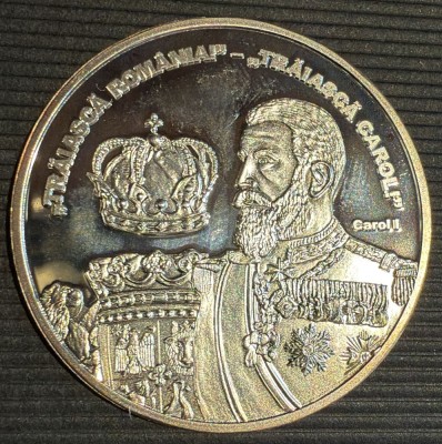 REGELE CAROL I *1839-1914* SERIA,,MARI ROMANI&amp;quot;-MEDALIE ARGINT CU CERTIFICAT IN CAPSULA ACRILICA foto